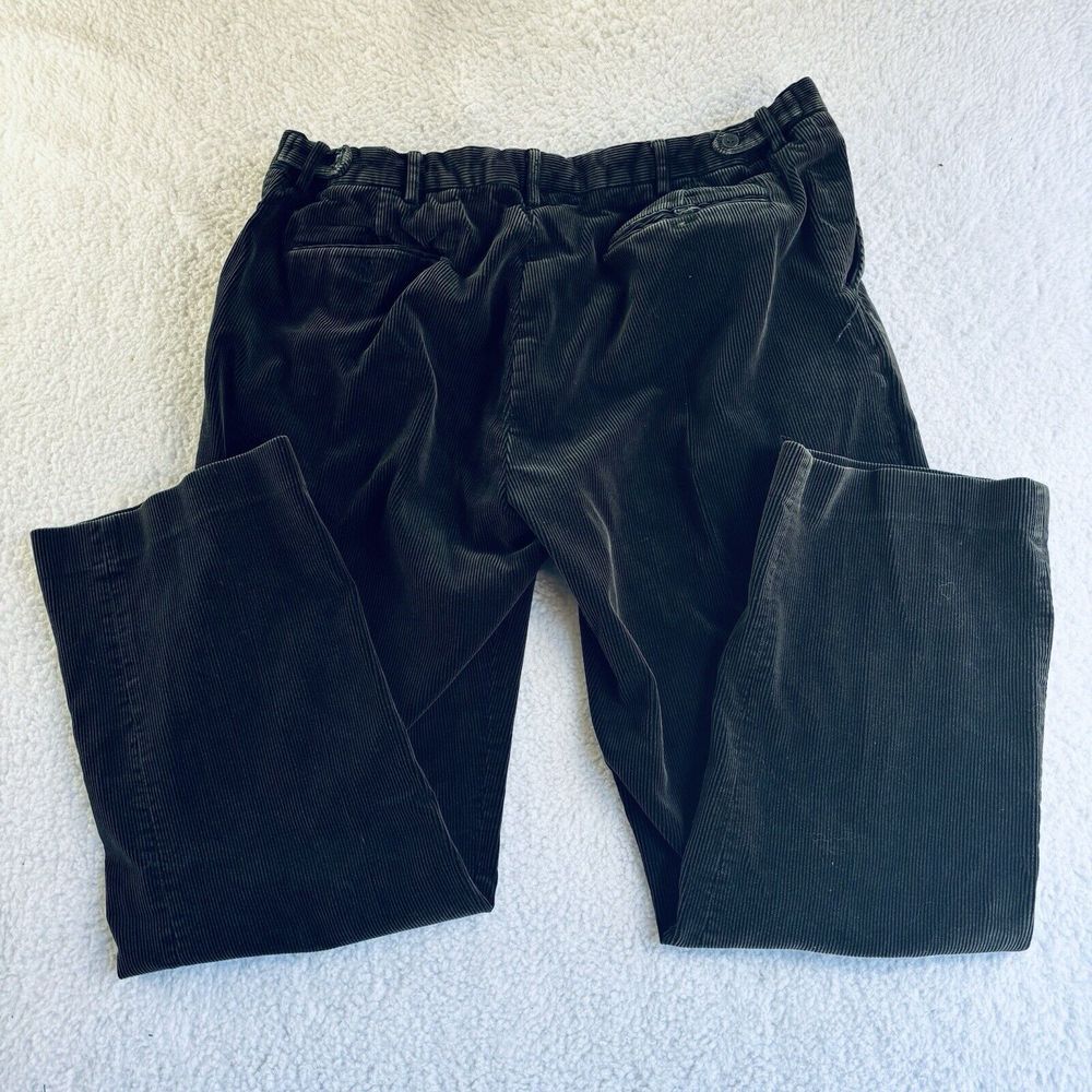 Polo Ralph Lauren Classic Fit Black Stretch Cotton Corduroy Flat Front Pants VTG